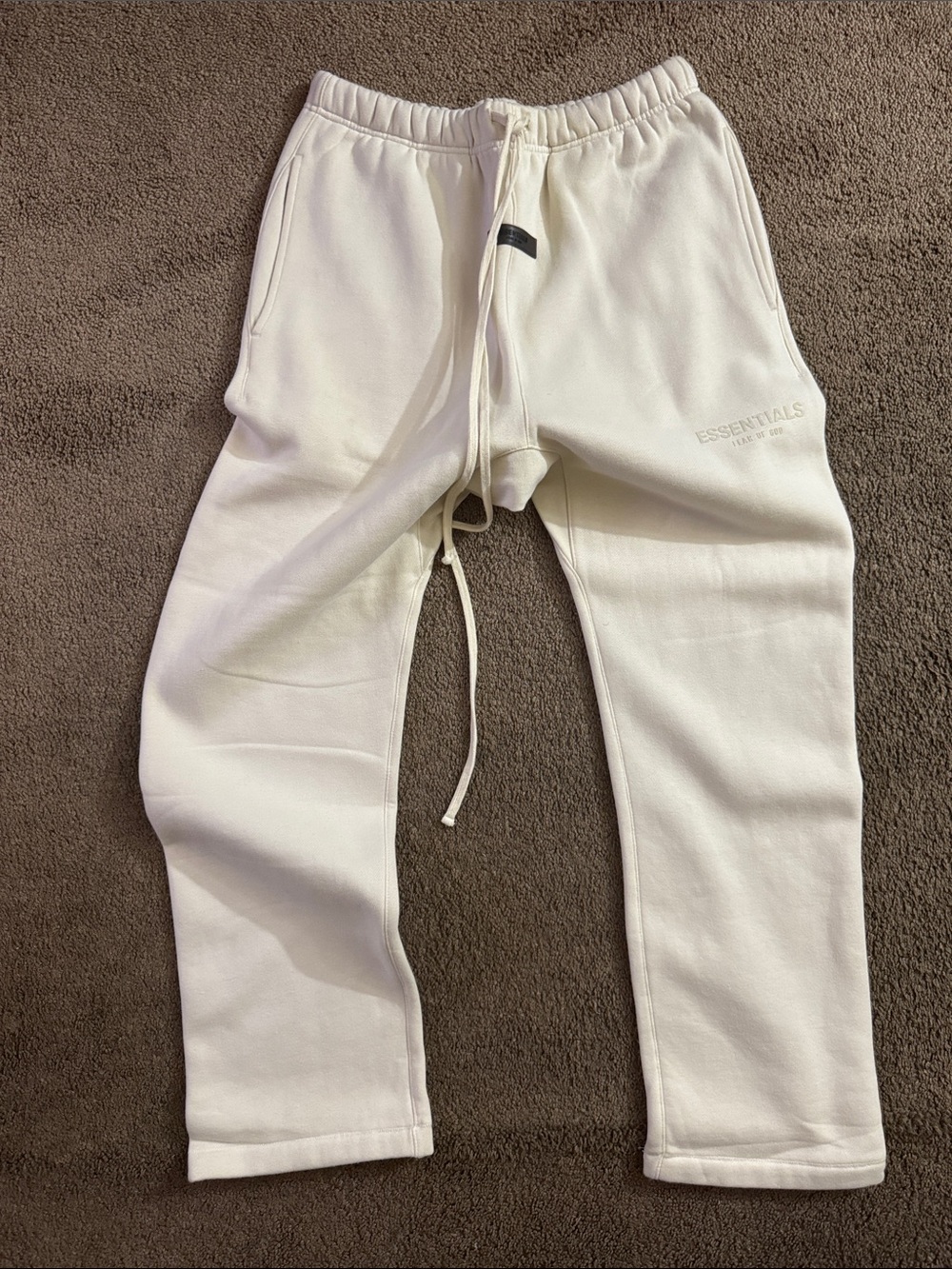 ESSENTIALS Men’s Cream/Off-White Sweatpants with Drawstring- M